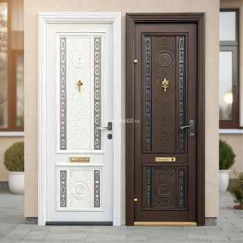 Стильная металлическая дверь для дома белая Стильная металлическая дверь для дома белая