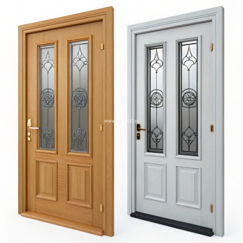 Надежная металлическая дверь в коттедж светло-коричневая со стеклом, цена 14 250  руб. Надежная металлическая дверь в коттедж светло-коричневая со стеклом, цена 14 250  руб.