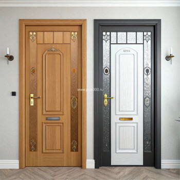 Входная металлическая дверь с отделкой светло-коричневого цвета для коттеджа, цена 14 450  руб. Входная металлическая дверь с отделкой светло-коричневого цвета для коттеджа, цена 14 450  руб.